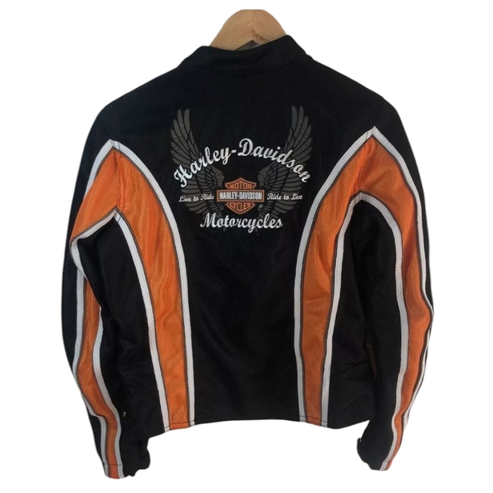 Harley-Davidson Riding Jacket Black Orange Mesh Full-Zip